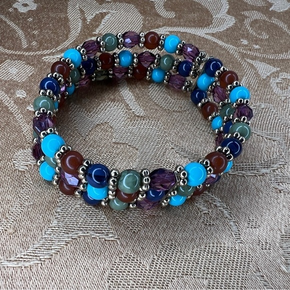 BEADED COLORFUL BRACELET WOMENS BOHO BOHEMIAN TEAL BLUE - Picture 5 of 5
